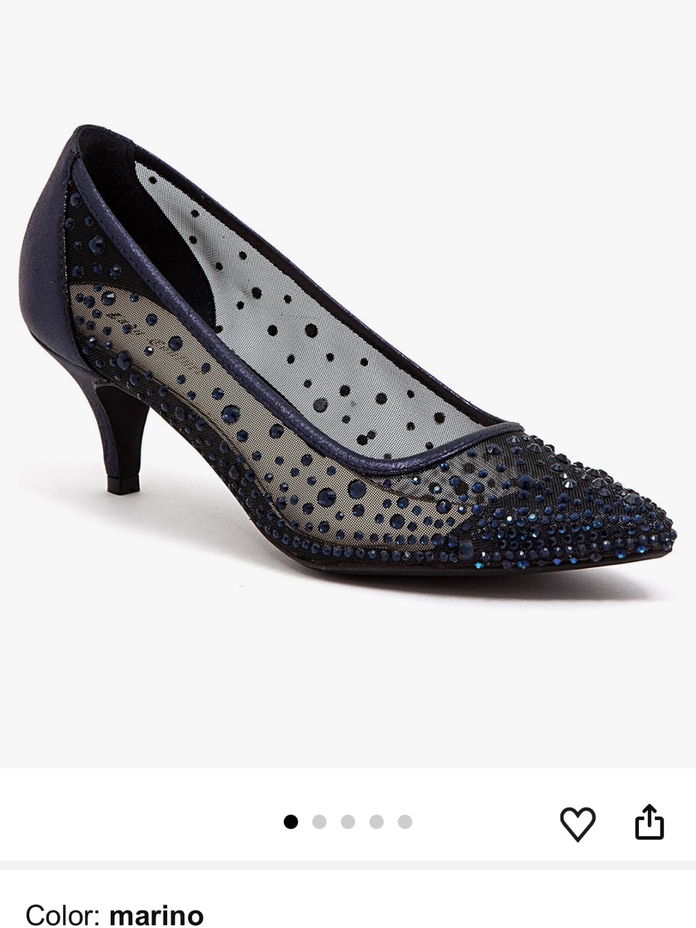 Lady Couture Navy Blue Sheer Heels with Crystal Bead Accents, 5.5/36, New in Box